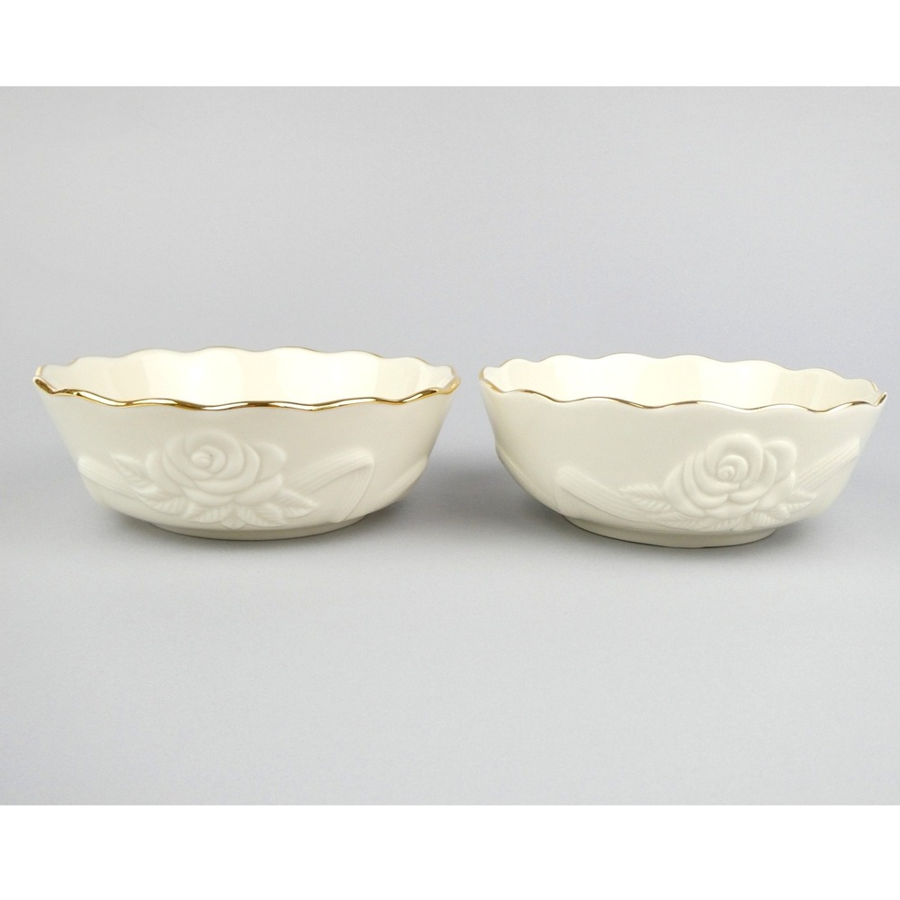 Lenox Ivory 24K Trim Rose Floral Bowls Set of 2‎
